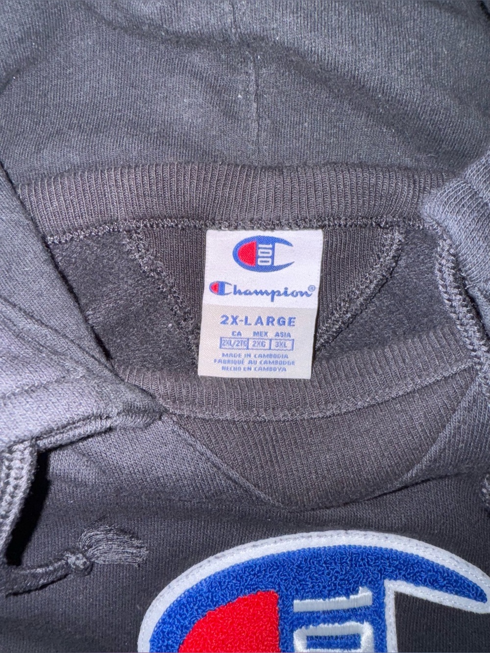 Champion Hoodie Men’s 2XL Black Big Logo Pullover Sweatshirt - Picture 2 of 6